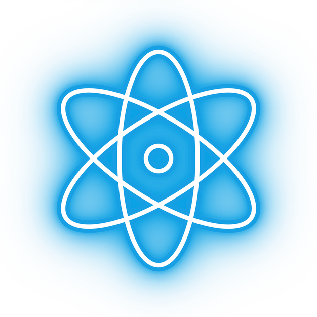 Neon blue atom icon